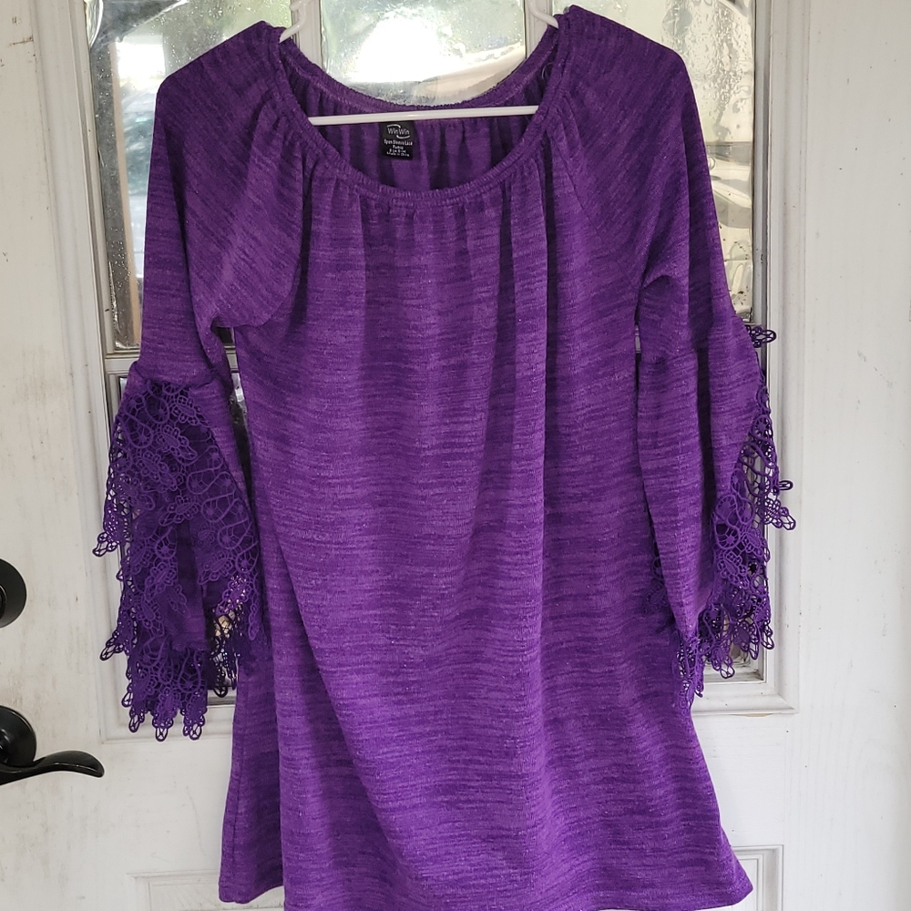 Win Win sz s-m open sleeve tunic purple